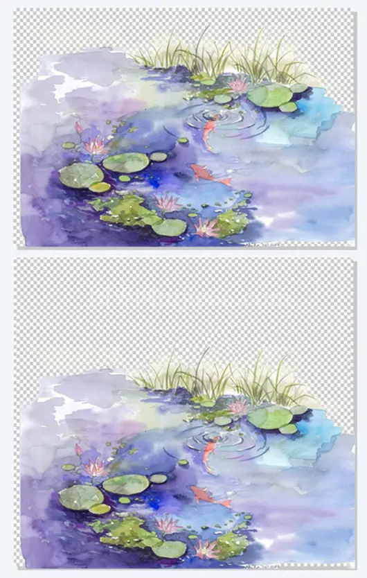 中国古风水彩插画素材