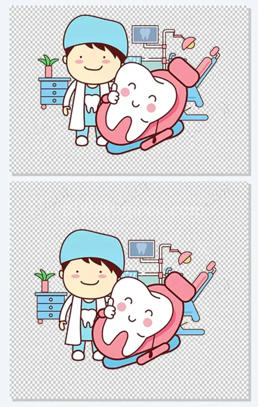 卡通给牙齿问诊的牙医素材