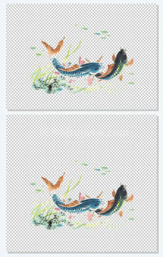矢量,AI,卡通,线条,手绘,底纹,国画,中国风,水墨,锦鲤,鲤鱼,鱼