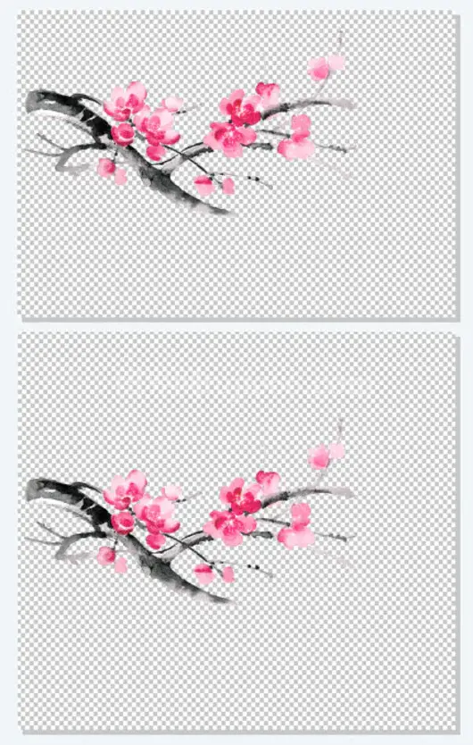 水墨樱花矢量插画