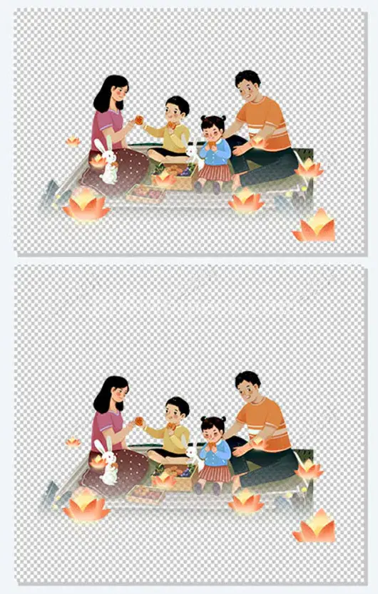 彩色创意中秋祈福元素