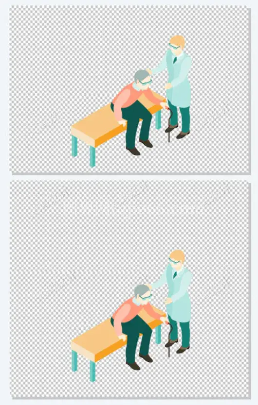 医生和老人矢量插画
