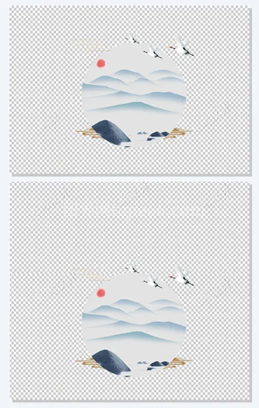 中国风仙鹤插画设计