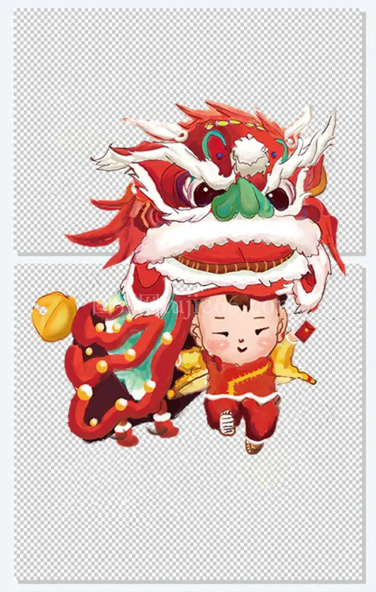 庙会舞狮子 红色系 中国风