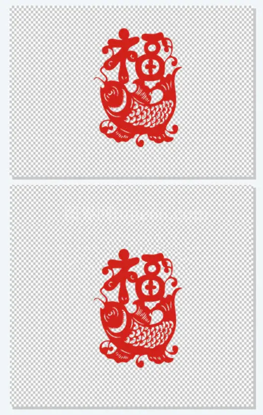 鲤鱼送福新年元旦春节剪纸