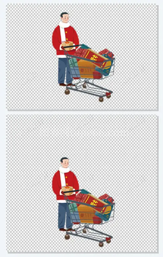 手绘买年货的人插画元素