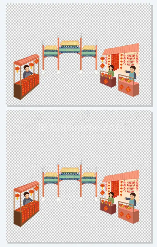 年货大街装饰后悔插画