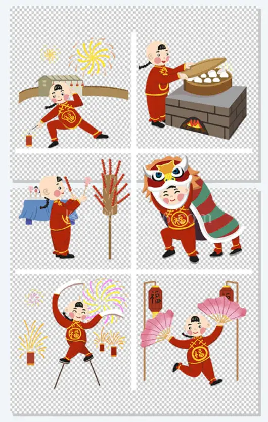 舞狮蒸包子中国风元素宣传