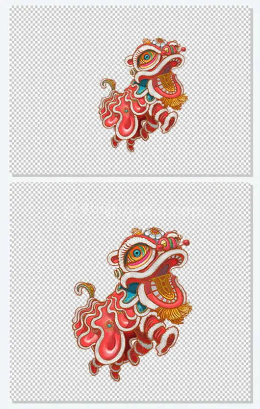 中国风两个人在舞狮子矢量免抠图