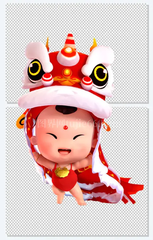 童子舞狮子三维大图
