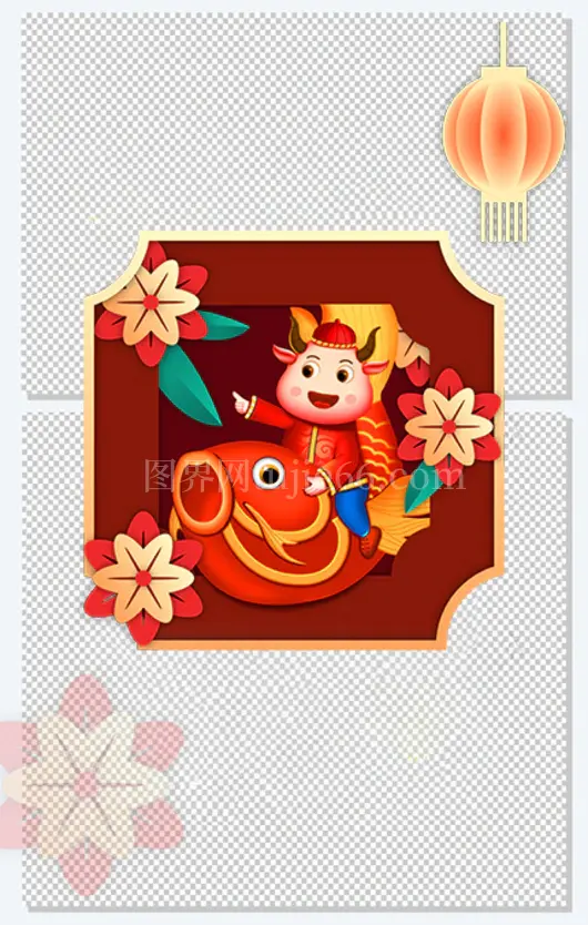 牛年春节手绘装饰元素