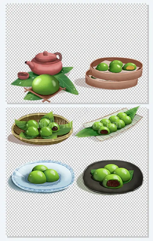 清明节青团手绘元素