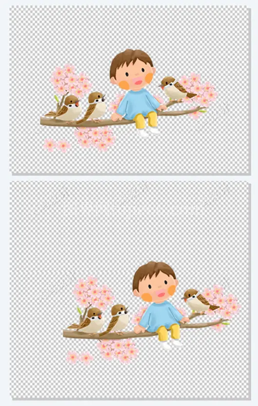 春天场景插画小元素设计