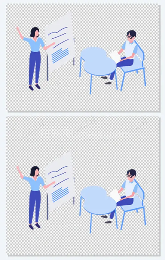 蓝色商务企业招聘面试场景插画