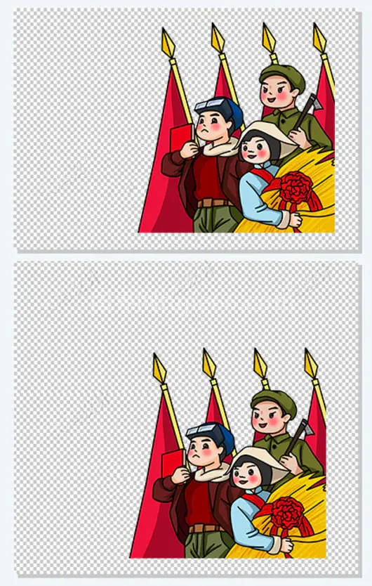 五一劳动节复古工农兵节日插画