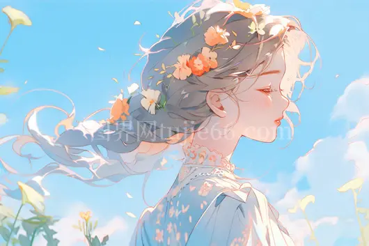 夏日夏天阳光女孩温馨温暖AI插画手绘风格