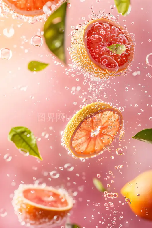 水果水下西柚也在摄影效果粉橘色AICG