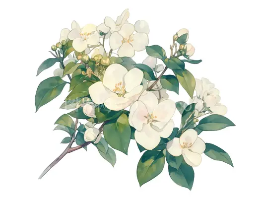 栀子花鲜花插画风格