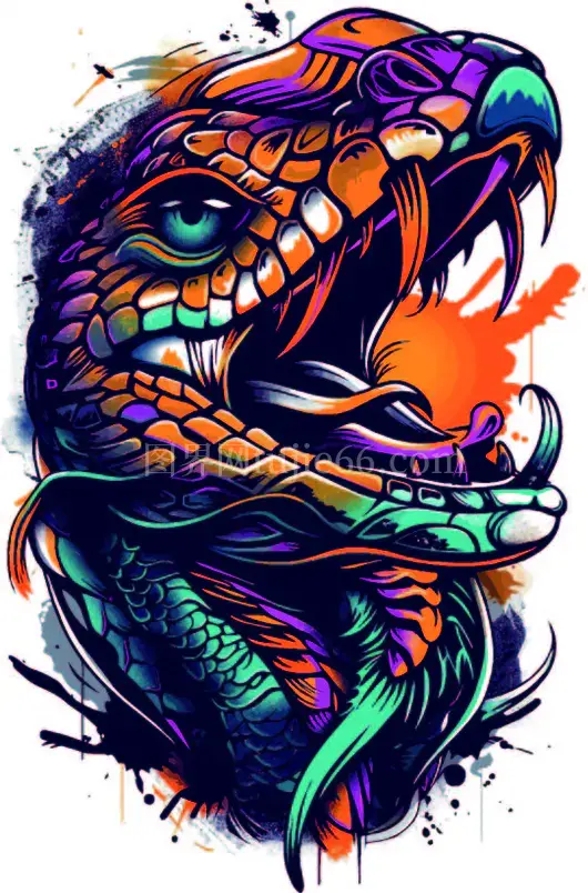 十二生肖蛇泼墨画矢量插画