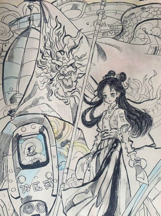 手绘卡通画 绘画龙