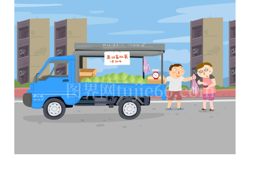 人物彩铅 简笔画 插画 卡通绘画  卡车 货车