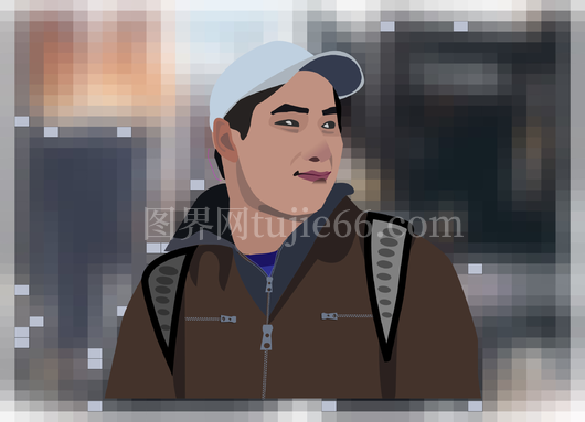 年轻人城市背景站立插画免抠元素