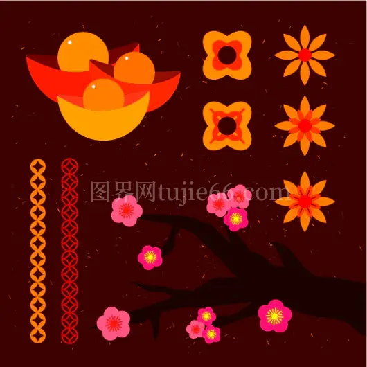 多彩节日图案插画免抠元素