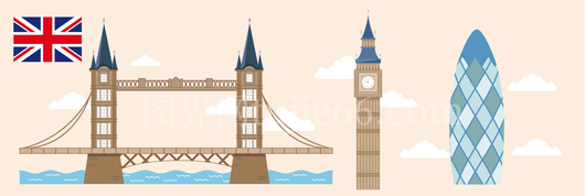 英国地标卡通插画