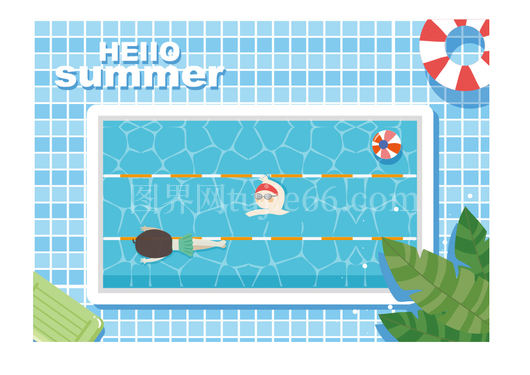 夏日游泳插画