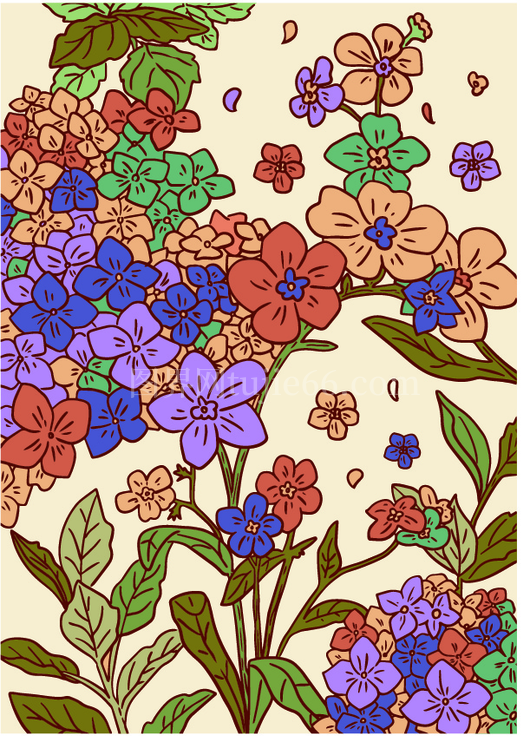 多彩花卉图案插画