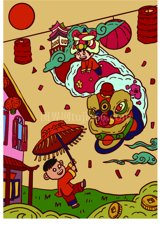 中国新年庆祝插画