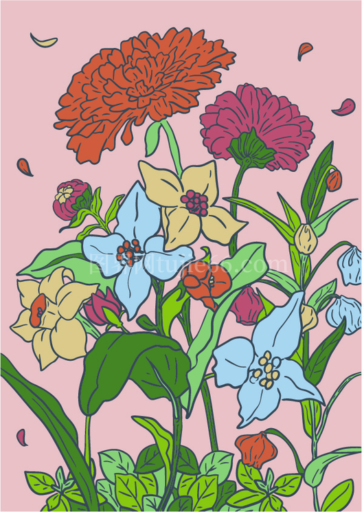 多彩花卉图案插画