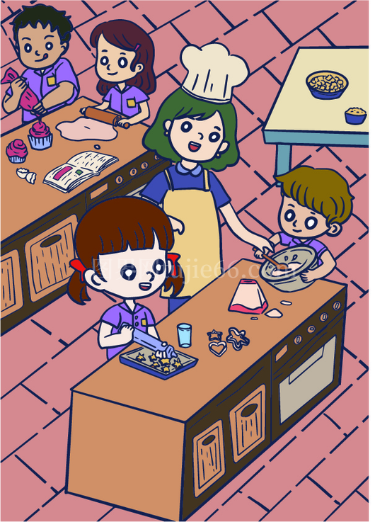 厨房烹饪乐趣插画