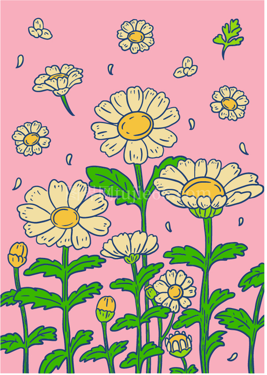 温馨自然花朵插画