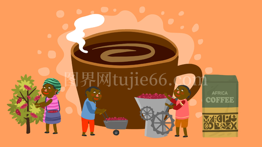 非洲风情咖啡时光插画
