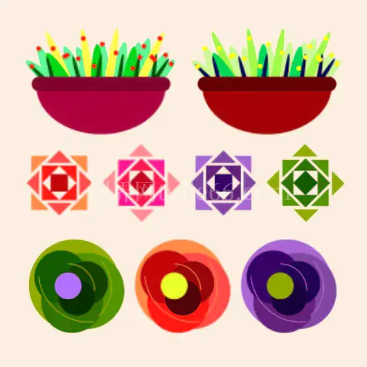 色彩几何与植物插画