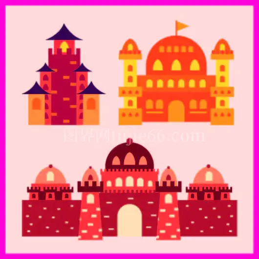 多彩建筑元素插画免抠元素