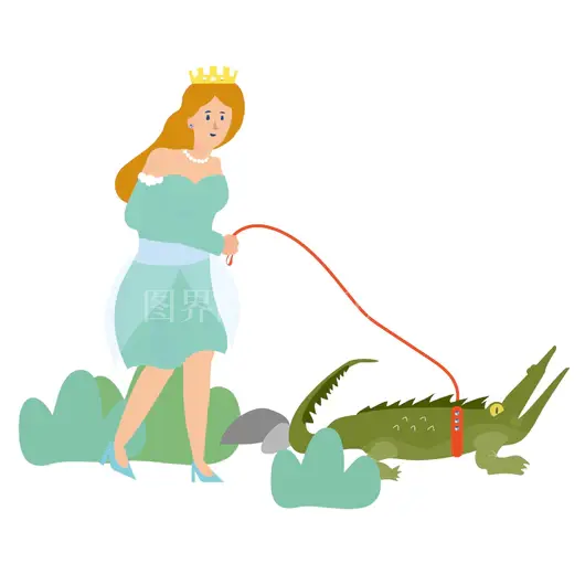 女性浇水插画