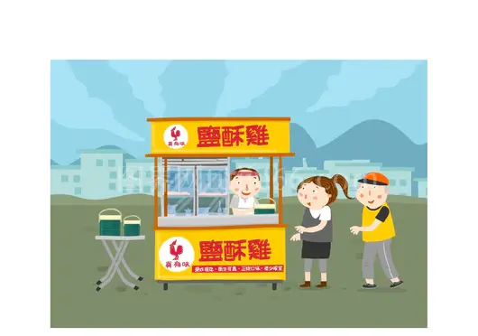 户外甜饼摊位温馨场景
