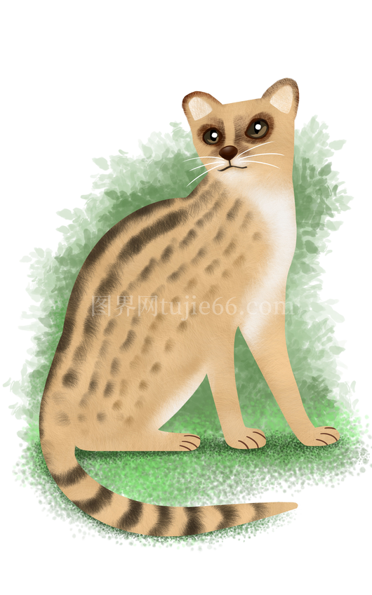 棕色白纹猫卡通插画