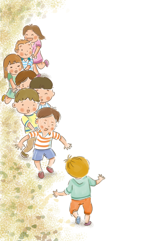 卡通孩子户外玩耍插画免抠元素