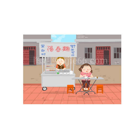 小摊贩 摆摊插画