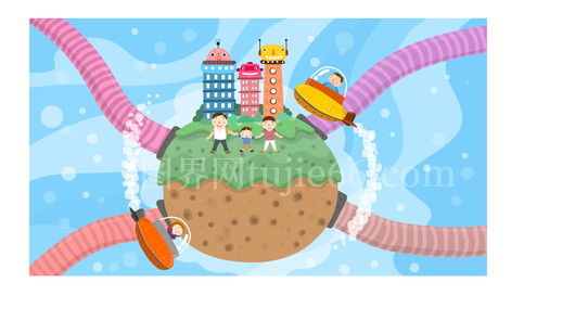 未来家庭在科幻都市的快乐时光