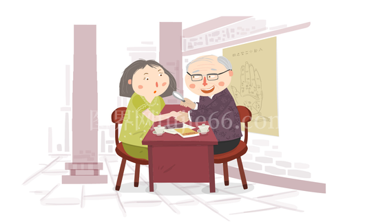 温馨老年夫妇早餐时光