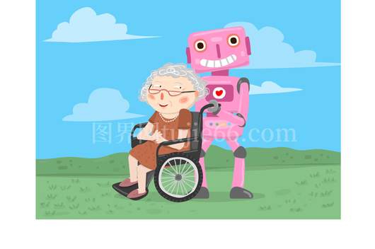 老妇人与友好机器人共度时光