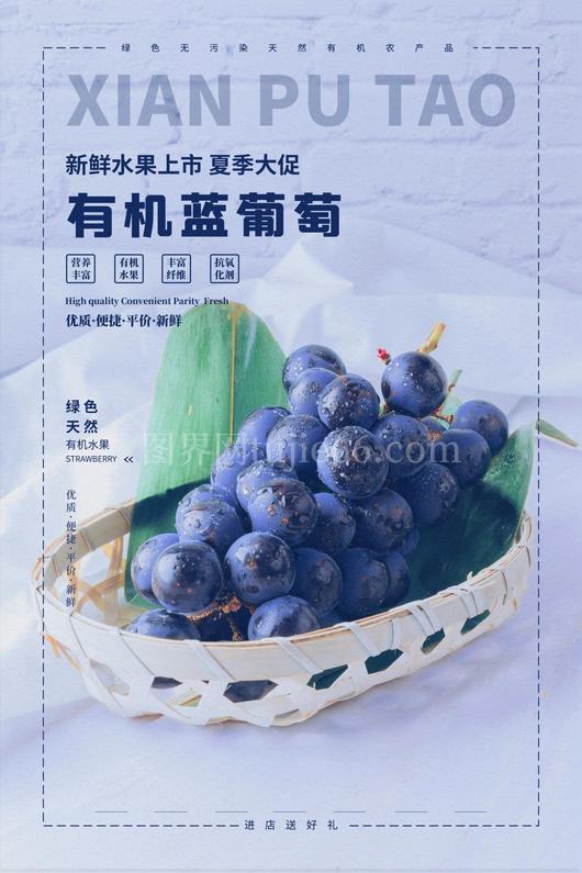 葡萄海报设计模板
