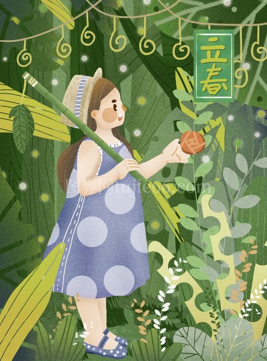 立春海报背景插画 