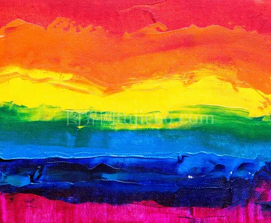 彩虹主题抽象画布艺术作品
