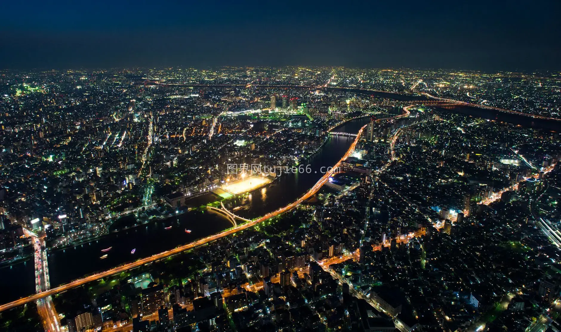 东京新宿夜色高空观景图片