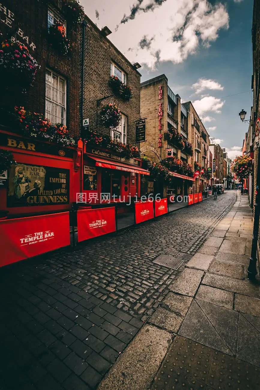 都柏林Temple Bar鹅卵石街酒吧林立图片